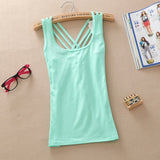 New Arrival Women Fashion Summer casual Solid Cotton Sleeveless Vest Tank Tops t shirt Candy Color Basic Crop Bustier Top Women