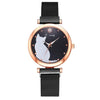 5pcs/set Women Watches Rose Gold Bracelet Set Cat Pattern Black Magnet Watch Ladies Bracelet Wrist Watches Luxury Quartz Clock