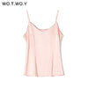 WOTWOY Sexy Deep V-neck Slim Tank Top Women Sleeveless Solid Skinny Female Camisole Fashion Tops Women Summer 2020 Soft Touching