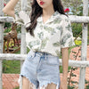 hirigin New Chiffon Womens Casual One size Blouses Female Hawaiian Fashion Floral Short Sleeve Shirts Ladies Summer Loose Tops