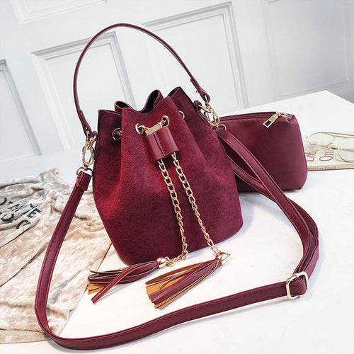 VIP  Mini Crossbody Handbags Cute Suede Bucket Bag Organizer Small Tassel PU Leather Womens Shoulder Messenger Bags Bolsos