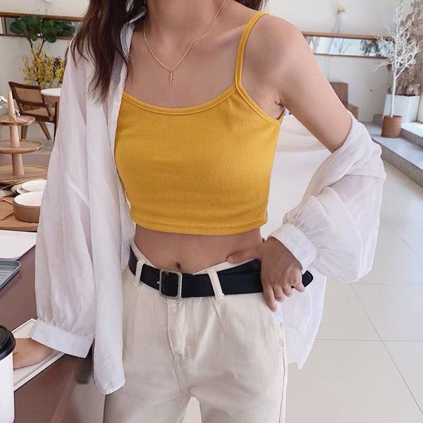 Crop Top New Fashion Women Sexy Solid Summer Camis Female Casual Tank Tops Vest Sleeveless Cool Streetwear Club High Street