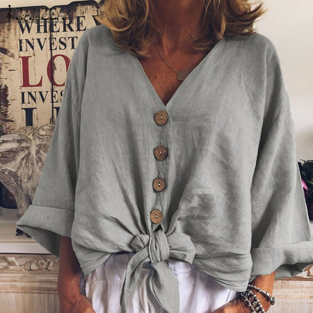 Ladies Elegant Blouse Lantern Long Sleeve Tops 2020 Summer V Neck Crop Top Fashion Shirts Women Button Down Blouses New Clothing