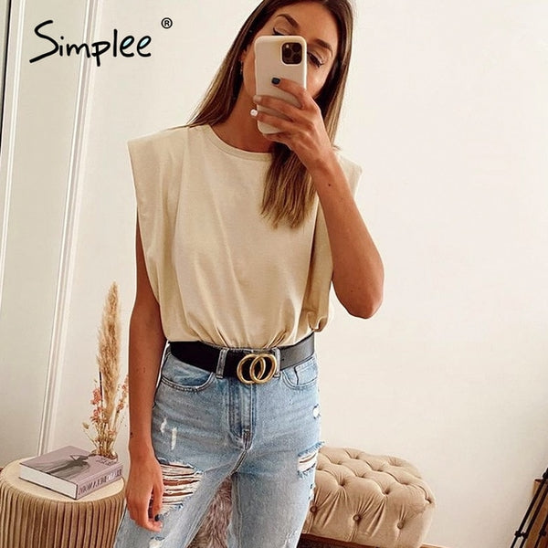 Simplee O-neck women tank tops Casual streetwear leisure summer female tops Chic ladies party club wear tops 2020 new fashion