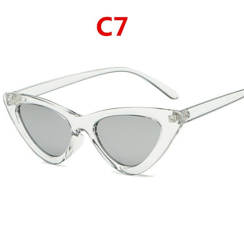 2020 fashion sunglasses woman brand Designer vintage retro triangular cat eye glasses oculos De Sol Transparent ocean uv400