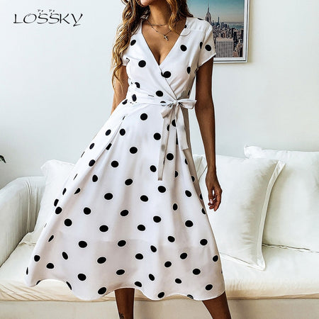 Long Dot Vacation Style Print Dress Women Lace Up High Waist O Neck Big Swing Dress New Fashion Summer Sleeveless Dress