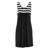 Fashion striped dress large size summer dress  loose simple sleeveless dress women's clothing