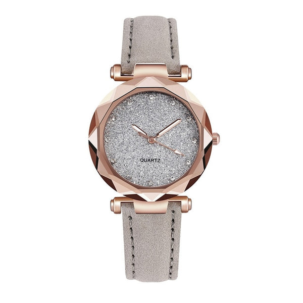 Casual Women Romantic Starry Sky Wrist Watch Leather Rhinestone Designer Ladies Clock Simple Dress Gfit Montre Femme