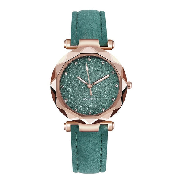 Casual Women Romantic Starry Sky Wrist Watch Leather Rhinestone Designer Ladies Clock Simple Dress Gfit Montre Femme