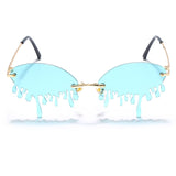 Fashion Rimless Sunglasses Women New Vintage Unique Tears Shape Steampunk Sunglasses Female Gafas Shades UV400 Oculos Feminino