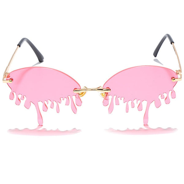 Fashion Rimless Sunglasses Women New Vintage Unique Tears Shape Steampunk Sunglasses Female Gafas Shades UV400 Oculos Feminino