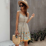 Summer Women Floral Dress Buttons Cotton Mini Sundress Fashion Beach Sexy Sleevees Clothes 2020 Halter Dress For Women Red