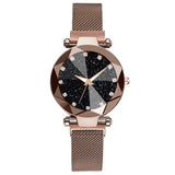 Luxury Starry Sky Stainless Steel Mesh Bracelet Watches For Women Crystal Analog Quartz Wristwatches Ladies Sports Dress Clock