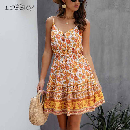new elegant dress fashion print short-sleeved slim round neck dress ladies spring and autumn mini dress