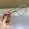 Fashion Transparent square sunglasses metal frame Women overize glasses Men Eyeglasses Frame nerd plain glasses clear shades