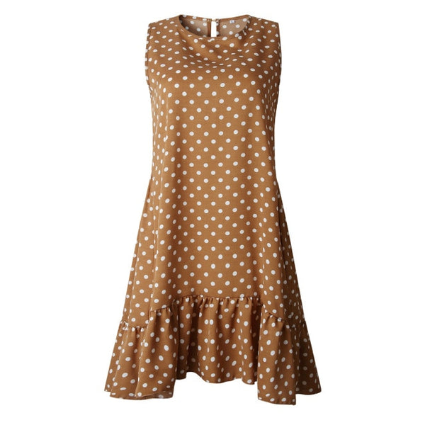 Lossky Women Summer Dress Polka Dot Chiffon Sleeveless Beach Mini Casual Yellow Sundress 2020 Fashion Plus Size Dress For Women