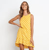 Lossky Women Summer Dress Polka Dot Chiffon Sleeveless Beach Mini Casual Yellow Sundress 2020 Fashion Plus Size Dress For Women