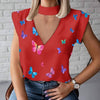 Women Elegant Lips Print blouse shirts 2020 Summer Casual Stand Neck Pullovers tops Ladies Fashion cute Eye Short Sleeve Blusa