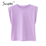 Simplee O-neck women tank tops Casual streetwear leisure summer female tops Chic ladies party club wear tops 2020 new fashion