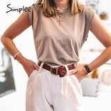 Simplee O-neck women tank tops Casual streetwear leisure summer female tops Chic ladies party club wear tops 2020 new fashion