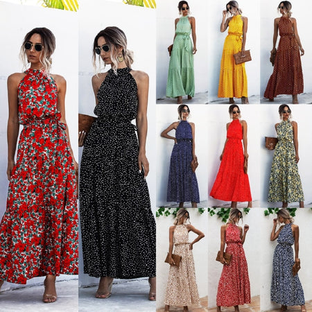 Summer Maxi Long Dress New Fashion Women Sexy Boho Striped Sleeveless Beach Style Strap Sundress Vestidos For Female Bigsweety