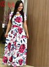 Elegant autumn Women's Dress 2020 Casual Bohemia Flower Print Maxi Dresses Fashion Hollow Out Tunic Vestidos Dress Plus Size 5XL