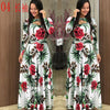 Elegant autumn Women's Dress 2020 Casual Bohemia Flower Print Maxi Dresses Fashion Hollow Out Tunic Vestidos Dress Plus Size 5XL