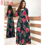 Elegant autumn Women's Dress 2020 Casual Bohemia Flower Print Maxi Dresses Fashion Hollow Out Tunic Vestidos Dress Plus Size 5XL