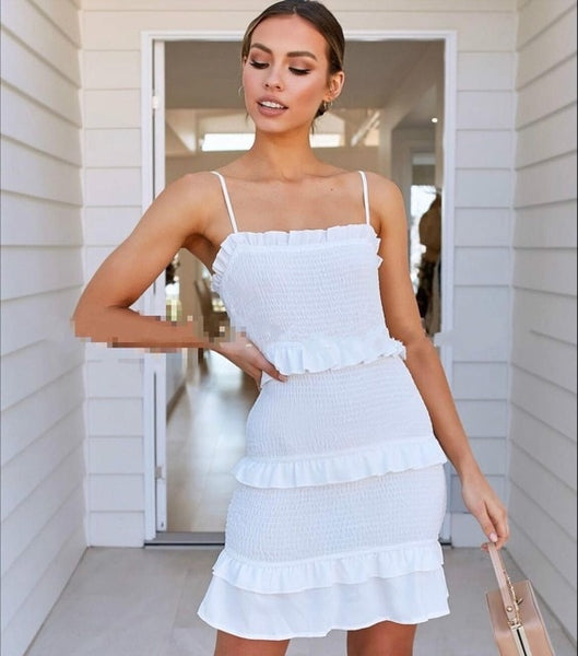 NEDEINS Summer Fashion Sling Long Dress Women 2020 Casual Party Dress Female Ruffles Vestidos Plus Size Natural Solid Dress