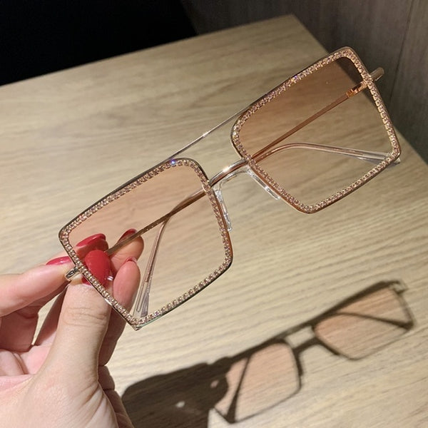 Fashion Transparent square sunglasses metal frame Women overize glasses Men Eyeglasses Frame nerd plain glasses clear shades