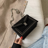 Scrub Leather Small Shoulder Simple Bags For Women 2020 Chain Rivet Lock Crossbody Bag Female Travel Mini Bags