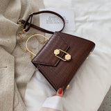 Stone Pattern PU Leather Crossbody Bags For Women 2020 Small Cross Body Bag With Metal Handle Lady Shoulder Bag Luxury Handbags