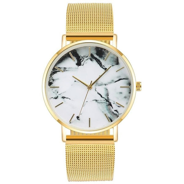 2020 relogio feminino Mesh Band Creative Marble Watch Women Luxury Quartz Watches Ladies Clock Rose Gold