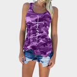 5XL 2019 Summer New Fashion Women Camouflage Tank Tops Casual Faith Letters Print Sleeveless T-shirt Plus Size Loose Female Tops